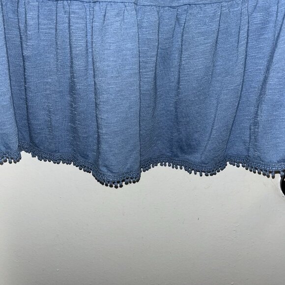 Isela Blue Beaded V-Neck Tie Bell Sleeve Boho Hippie Y2K Pullover Top Size Small - Picture 6 of 8